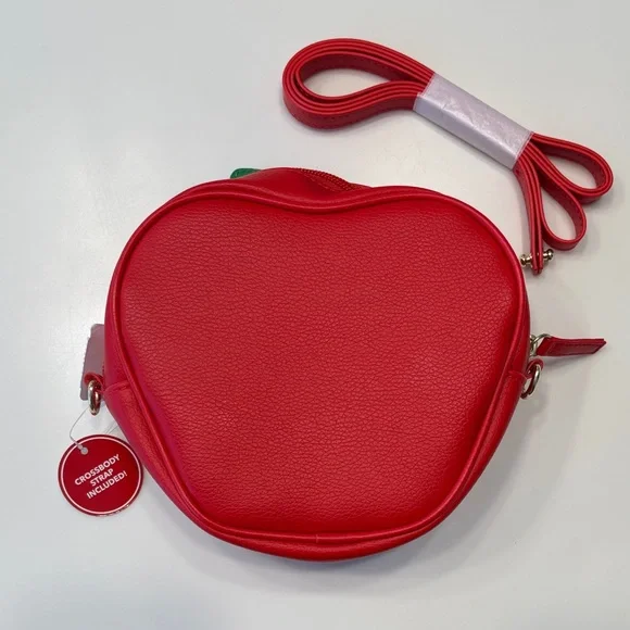 Bath and Body Works Red Apple-Shaped Crossbody Cosmetic Catchall Travel Fun Bag - Picture 2 of 5